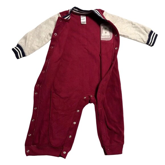 Carter’s Baby Boys One Piece Fleece Jumpsuit 3-12M Burgundy Long Sleeve Outfit - Picture 5 of 7